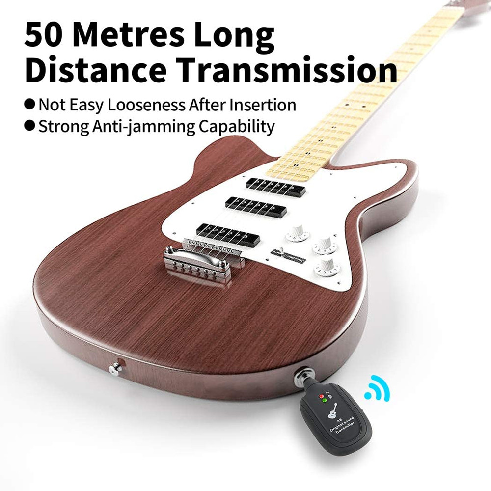 Guitar Wireless System Transmitter Receiver Built-in Rechargeable Battery Bass