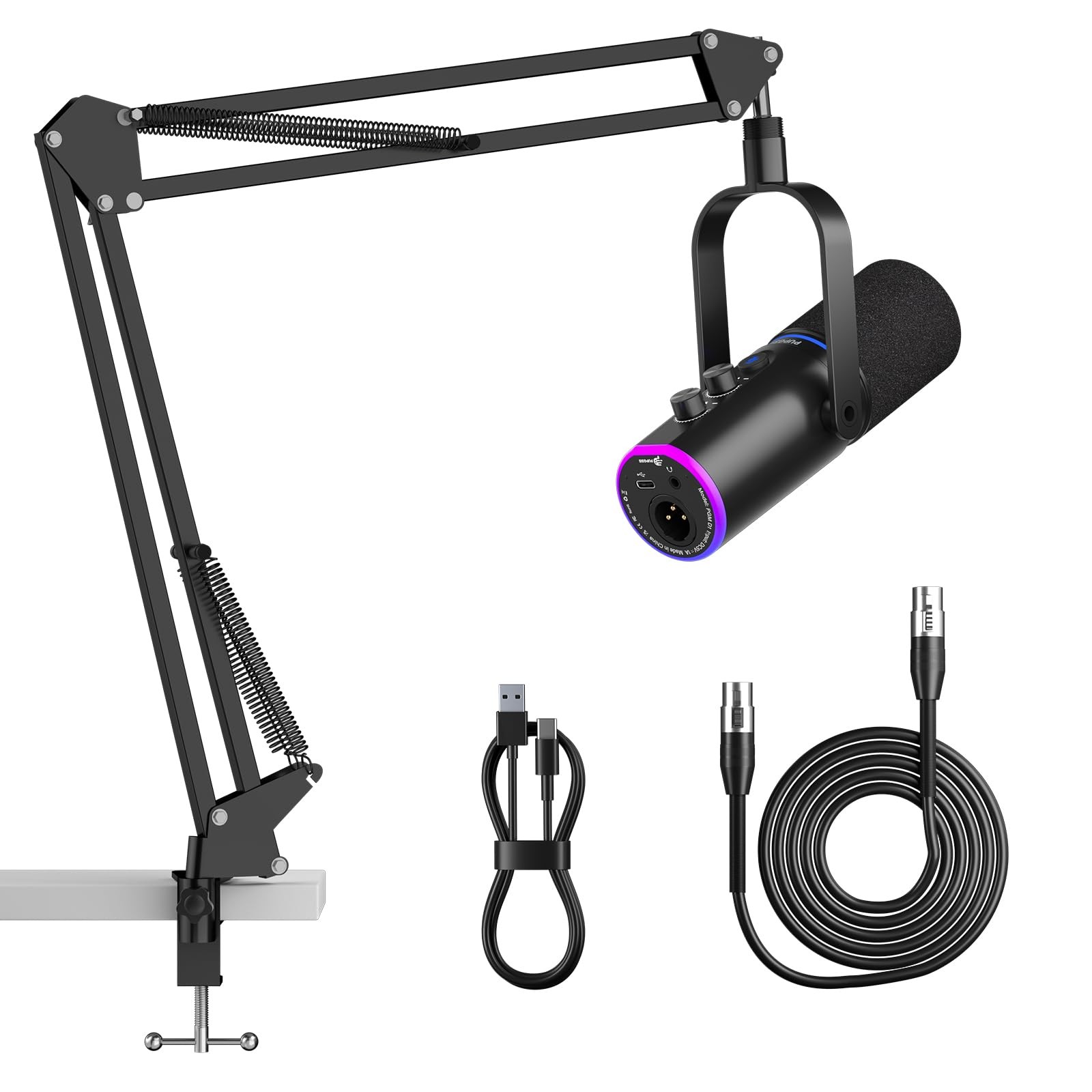 PUPGSIS XLR/USB Podcast Microphone, Gaming Mic with Mute Button, Reverb Effec…