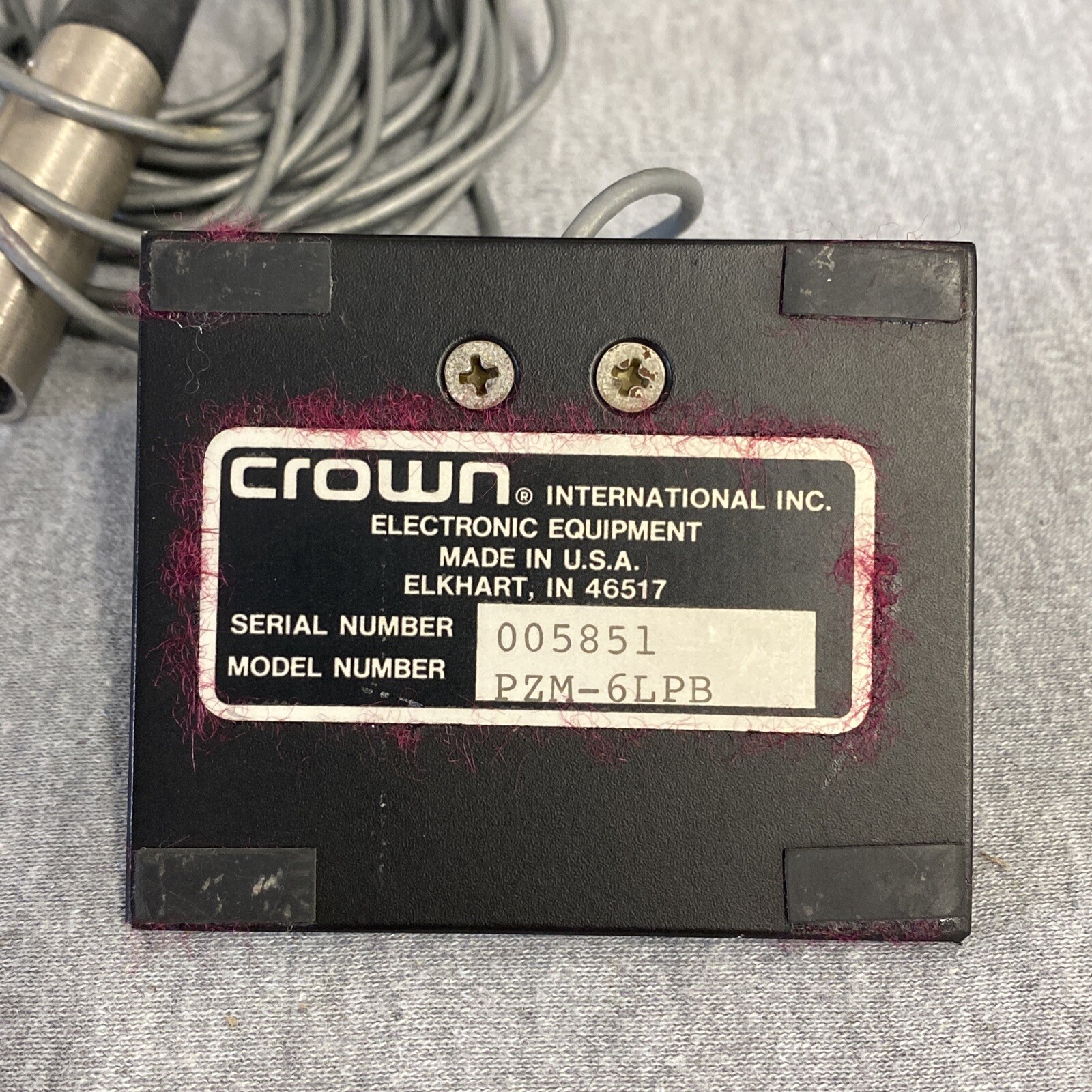 Crown PZM-6LP Boundary Pressure Zone Microphone 6LPB w/Case