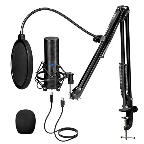 TONOR TC310+ USB Gaming Microphone Boom Arm RGB Mic PC Twitch Streaming Black