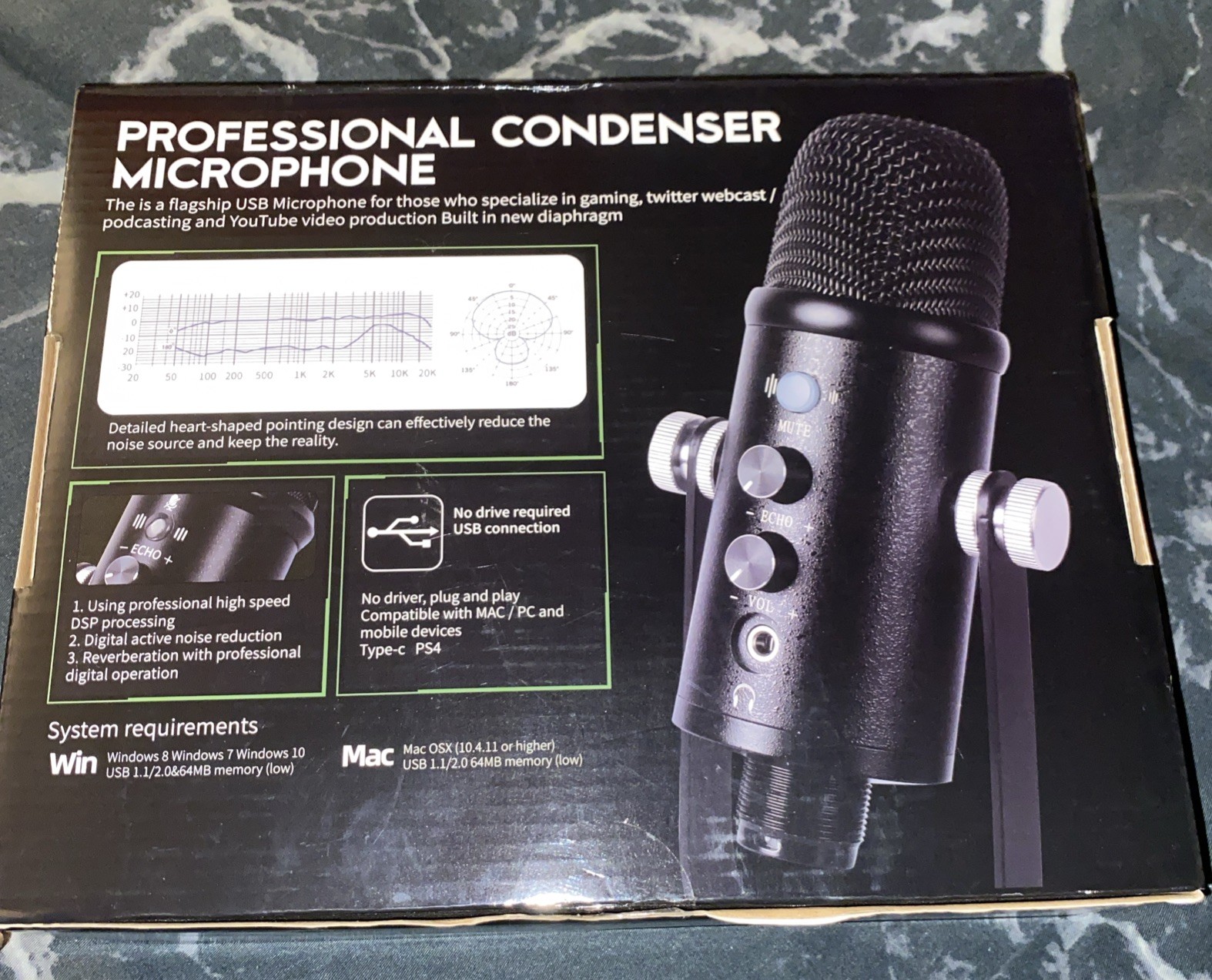 PROAR USB Professional Condenser Microphone Kit for iPhone PC/Micro/Mac/iOS/A…