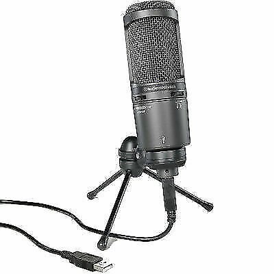 Audio-Technica AT2020USB+Condenser USB Microphone with Pop Filter & Boom Arm NEW