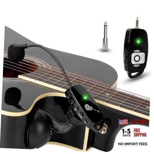 Wireless Instrument Microphone for Acoustic Guitar: 2.4G Cordless Mics | Black1