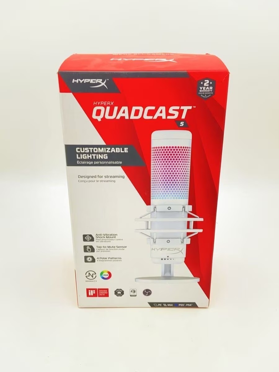 HyperX QuadCast S Standalone Microphone RGB Lighting White 519P0AA from Japan