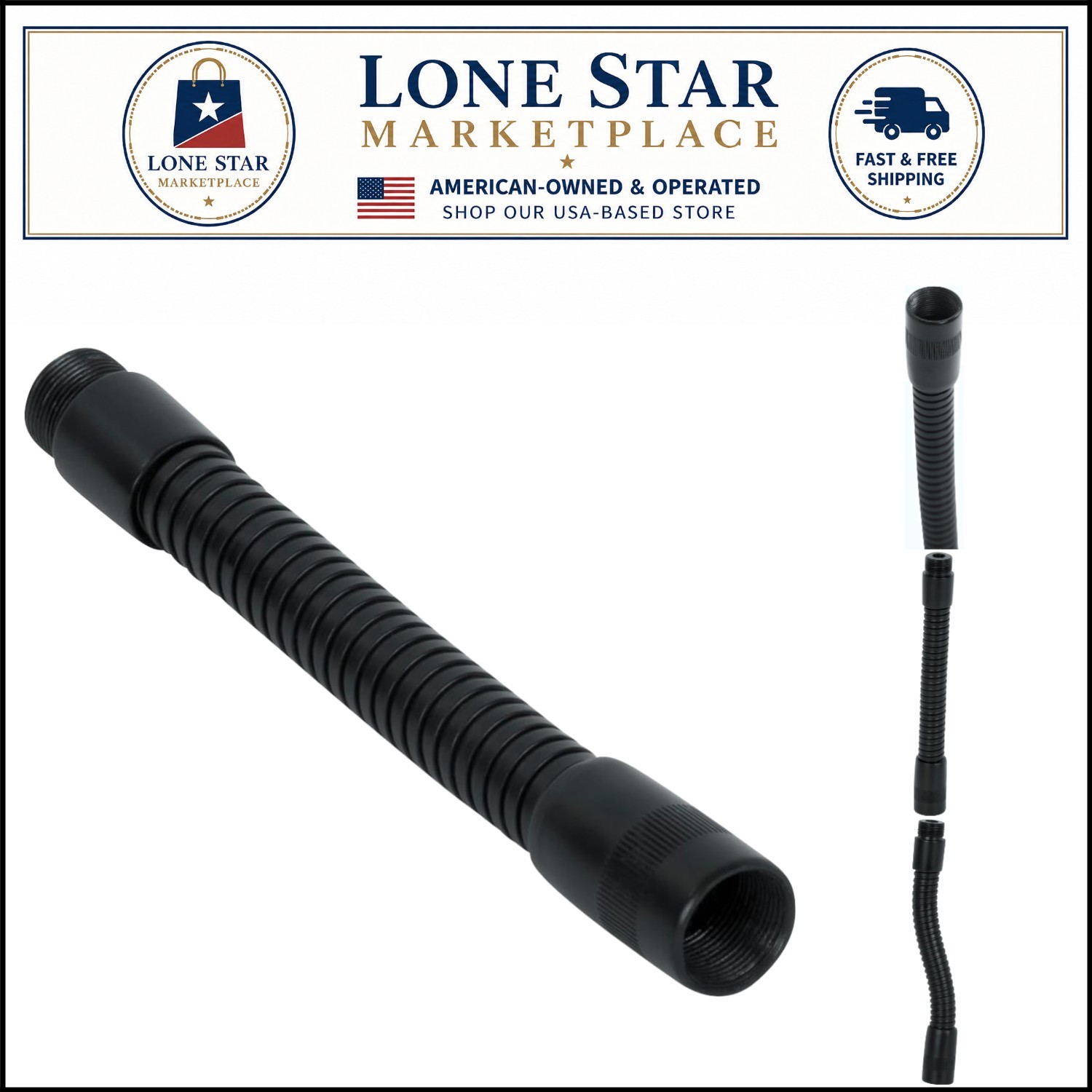 Flexible 6″ Black Gooseneck Microphone Mount for Precise Sound Positioning
