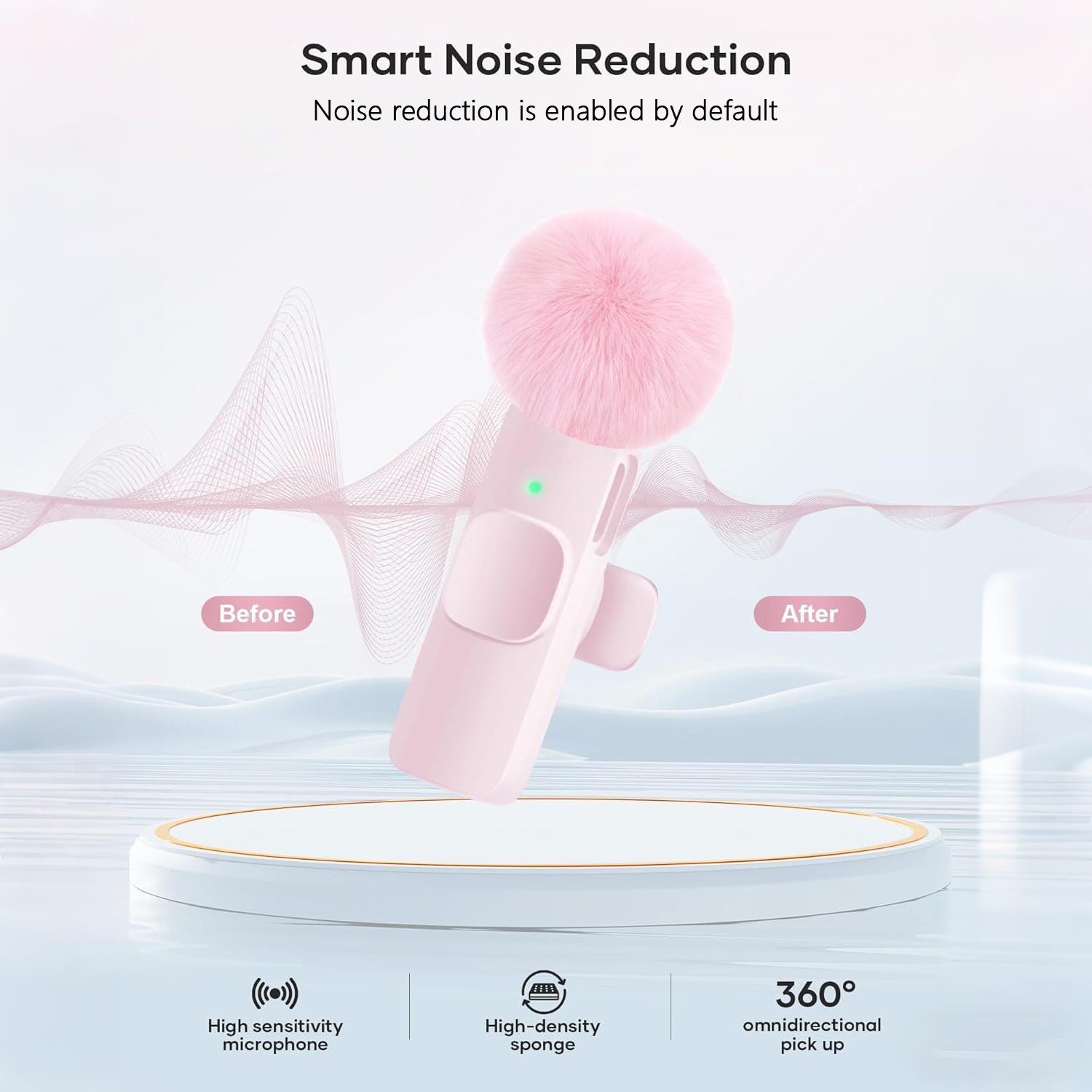Type-C Wireless Lavalier Microphone for Smartphone PC Camera Plug Play Noise Red