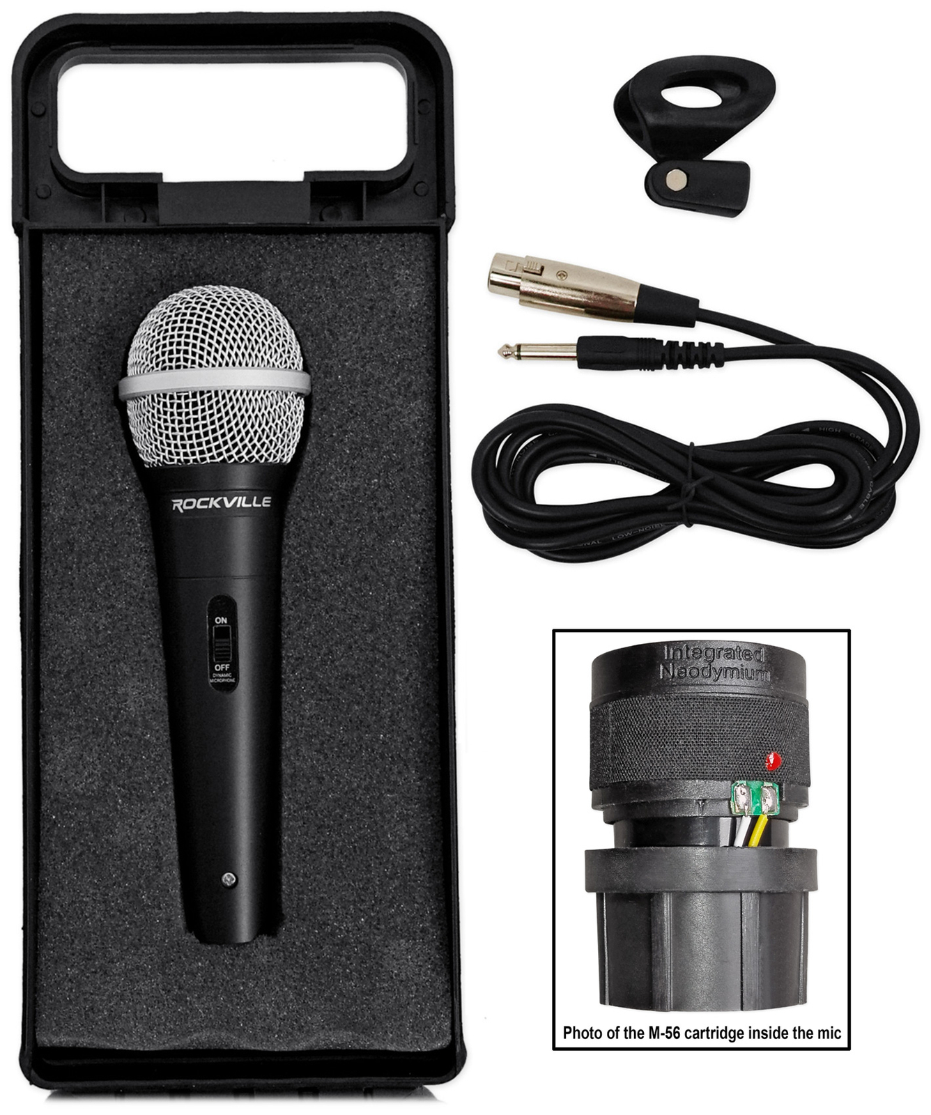 (2) Rockville Pro MIc Kit 1 Metal Microphones + Mic Stands + Carry Bags + Cables