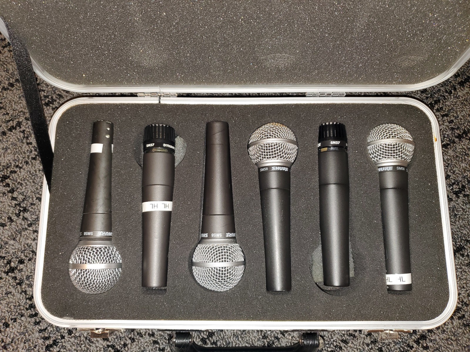 (6) Shure SM58 & SM57 Dynamic Wired Vocal Microphones Mic w/ Hard Gator Case