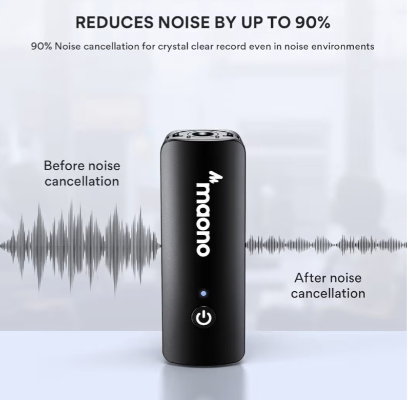 Wireless Lavalier Lapel Microphone for iPhone iOS with Noise Cancel