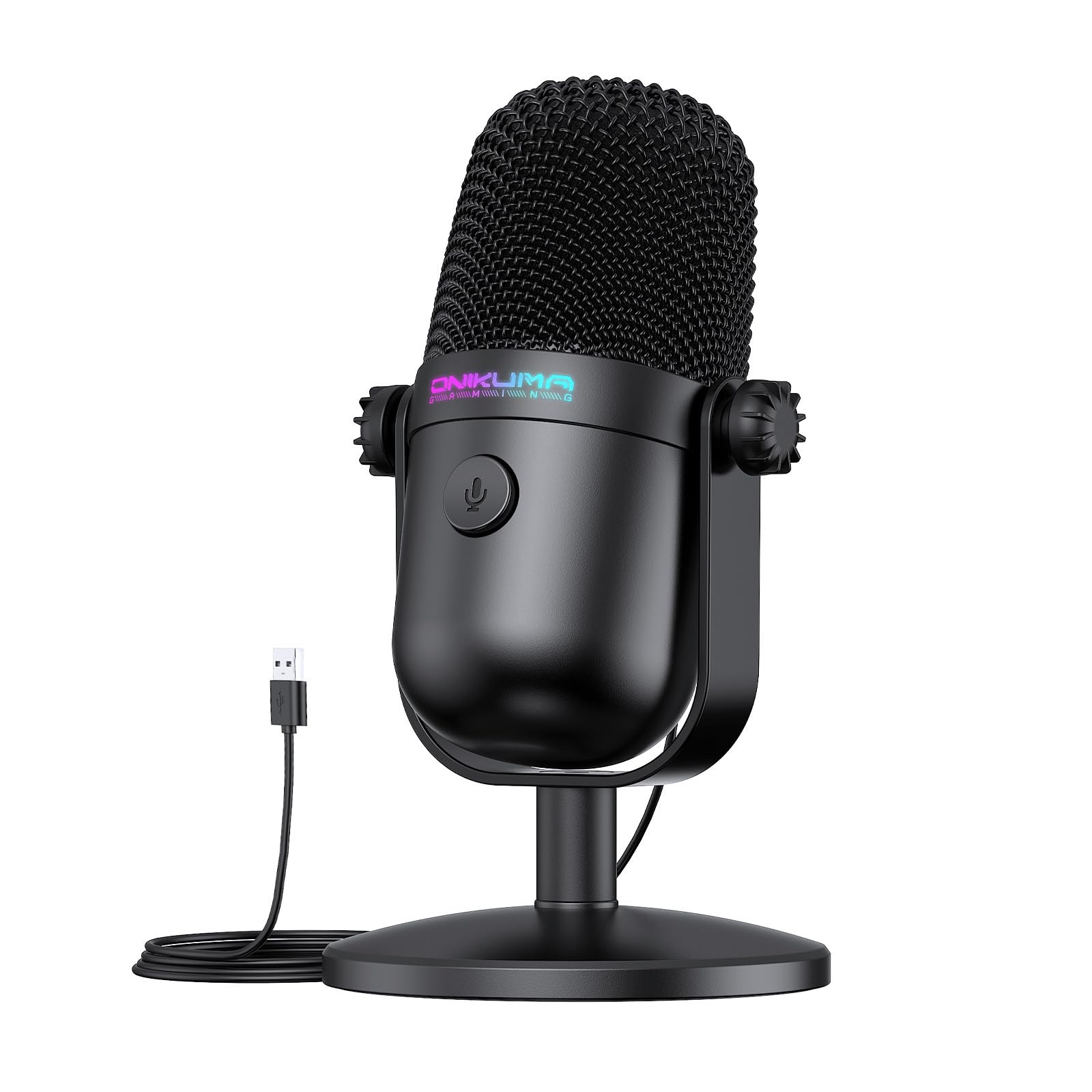 Gaming Microphone with Noise Cancellation & Mute Button, USB Condenser Mic fo…