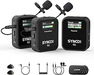 SYNCO Wireless Lavalier Microphone 2.4G Dual Transmitter G2A2 – – Scratch & Dent