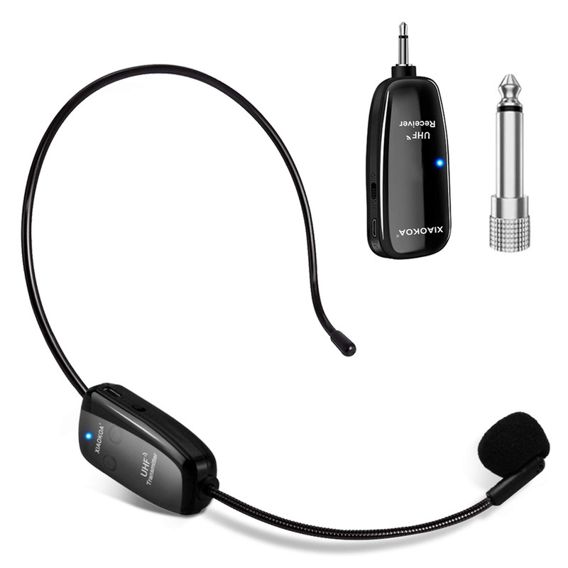 Xiaokoa Uhf Wireless Headset Microphone Cordless Head Mic System Usb-C Charging