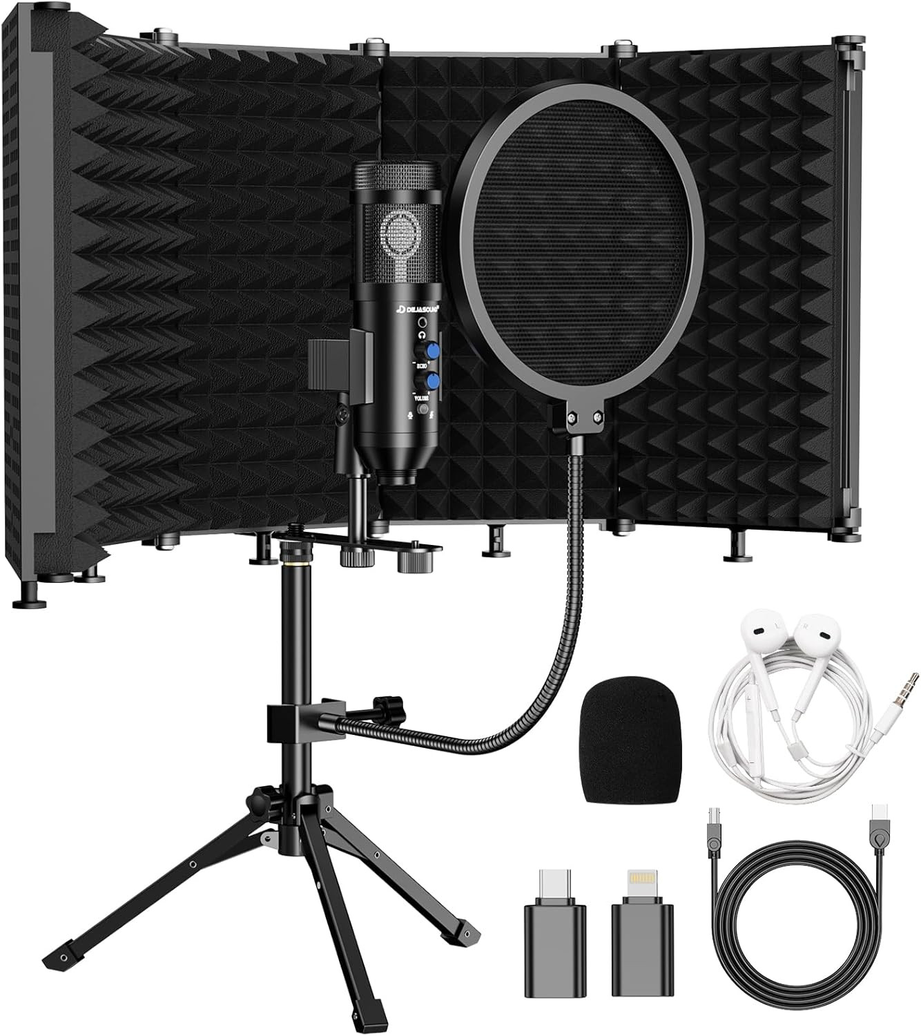 Upgraded Studio Recording Microphone with Isolation Shield & Pop Filter – Music