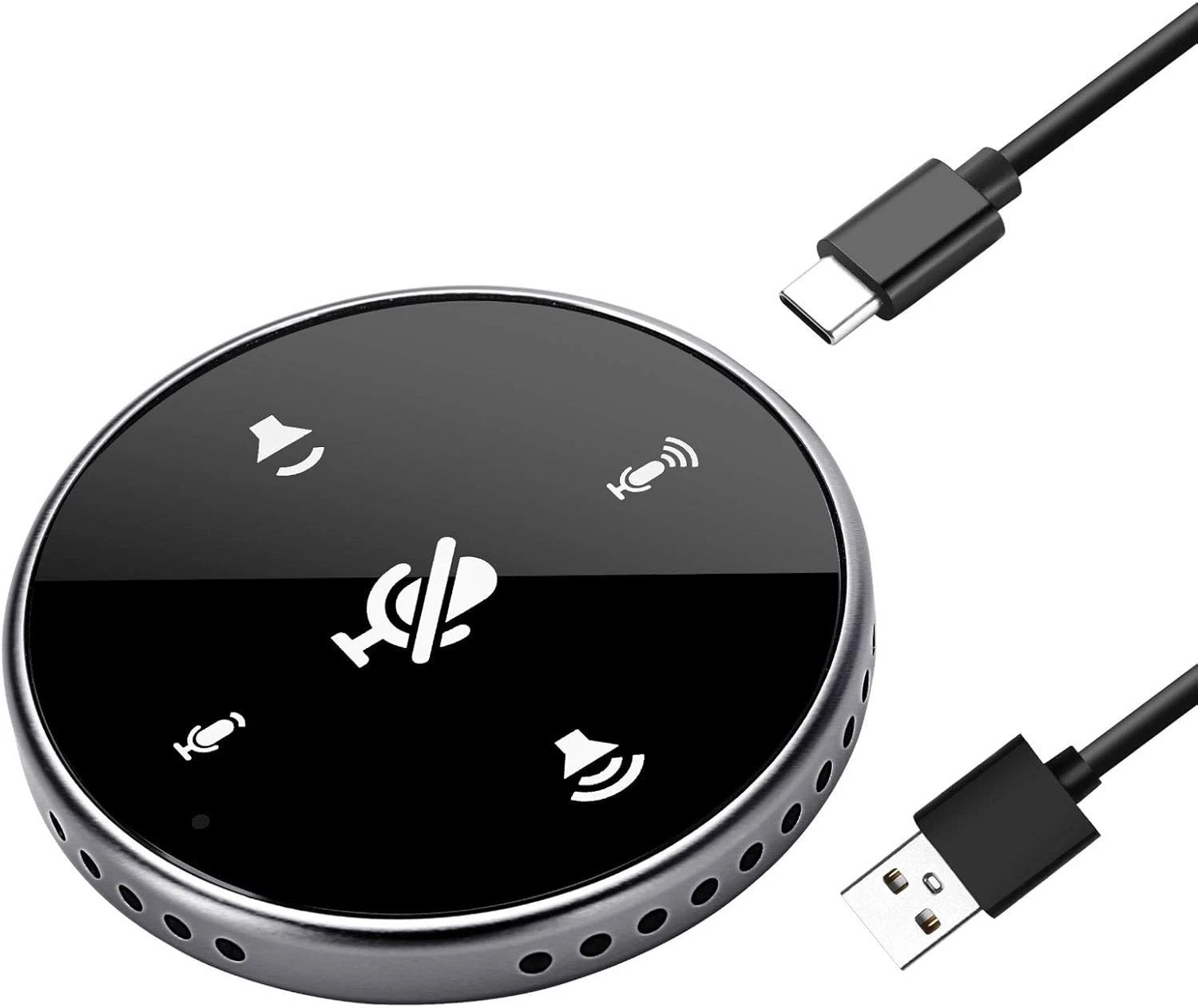 USB Plug & Play Omnidirectional Microphone with Touch Controls for Meetings