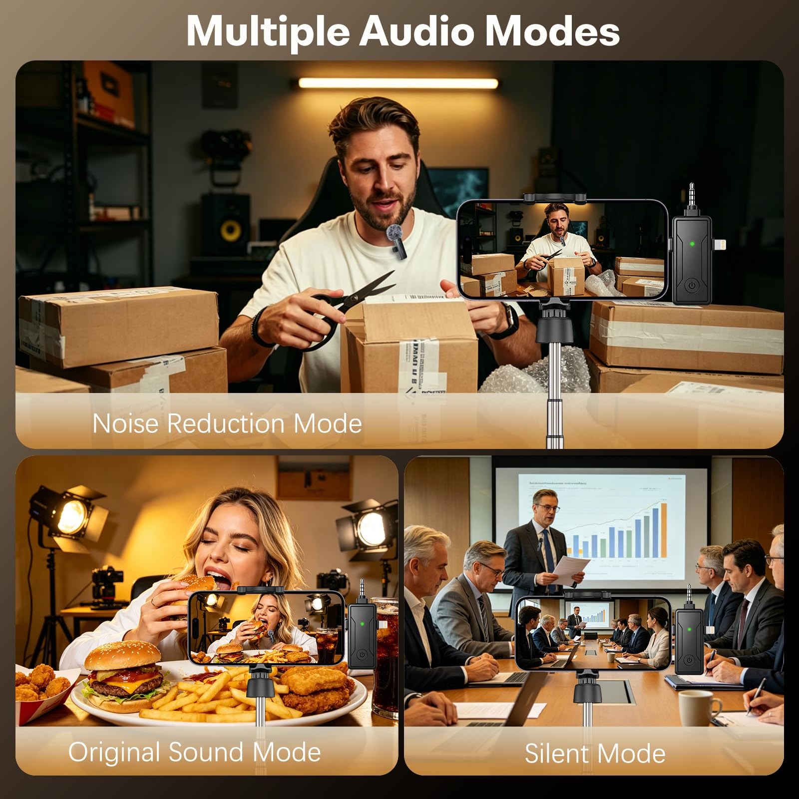 Wireless Mini Microphone for iPhone Android Phone Camera: 3 in 1 Lavalier Lap…