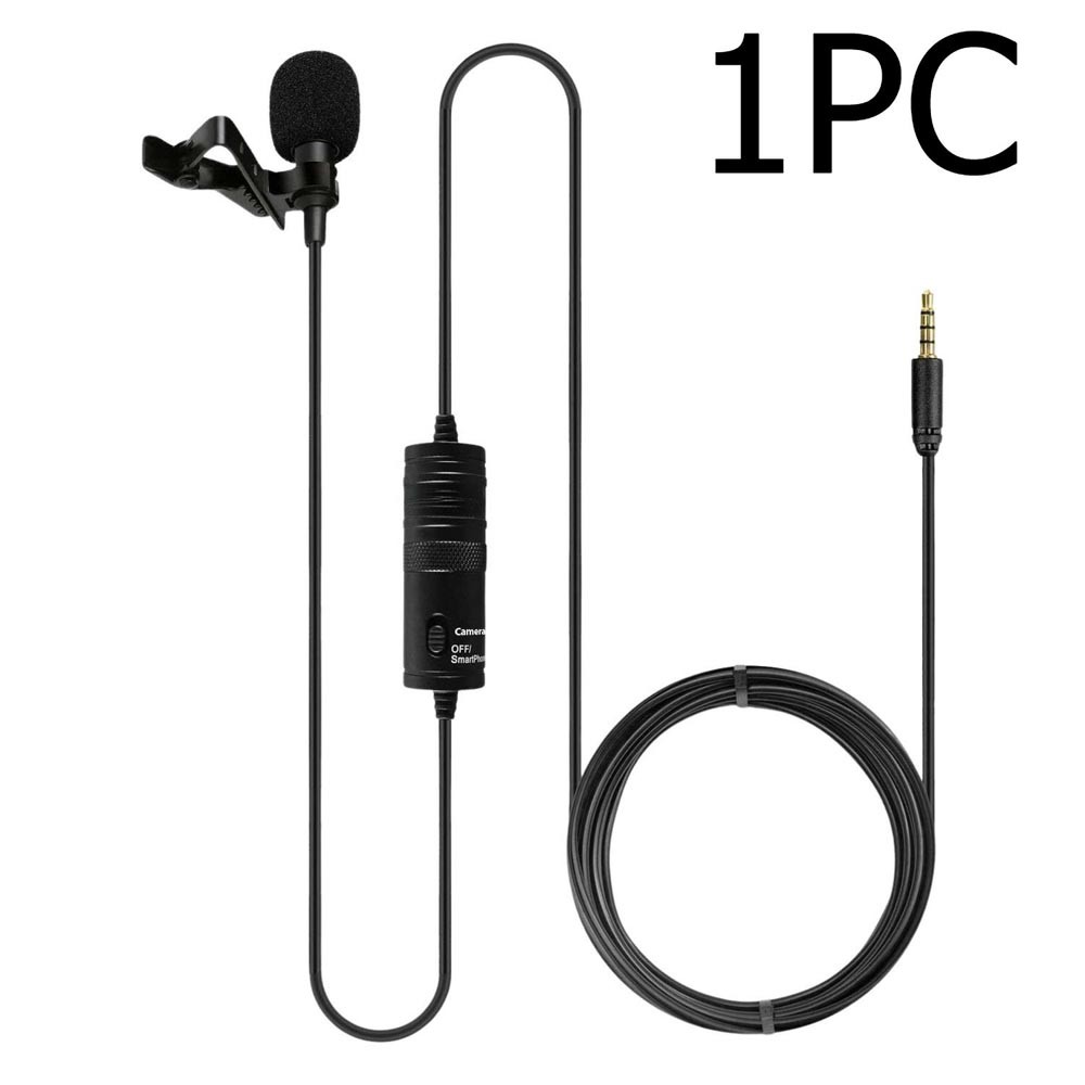 Wired Lavalier Lapel Microphone 3.5mm Clip-on Mic for Smartphone Camera Vlogging