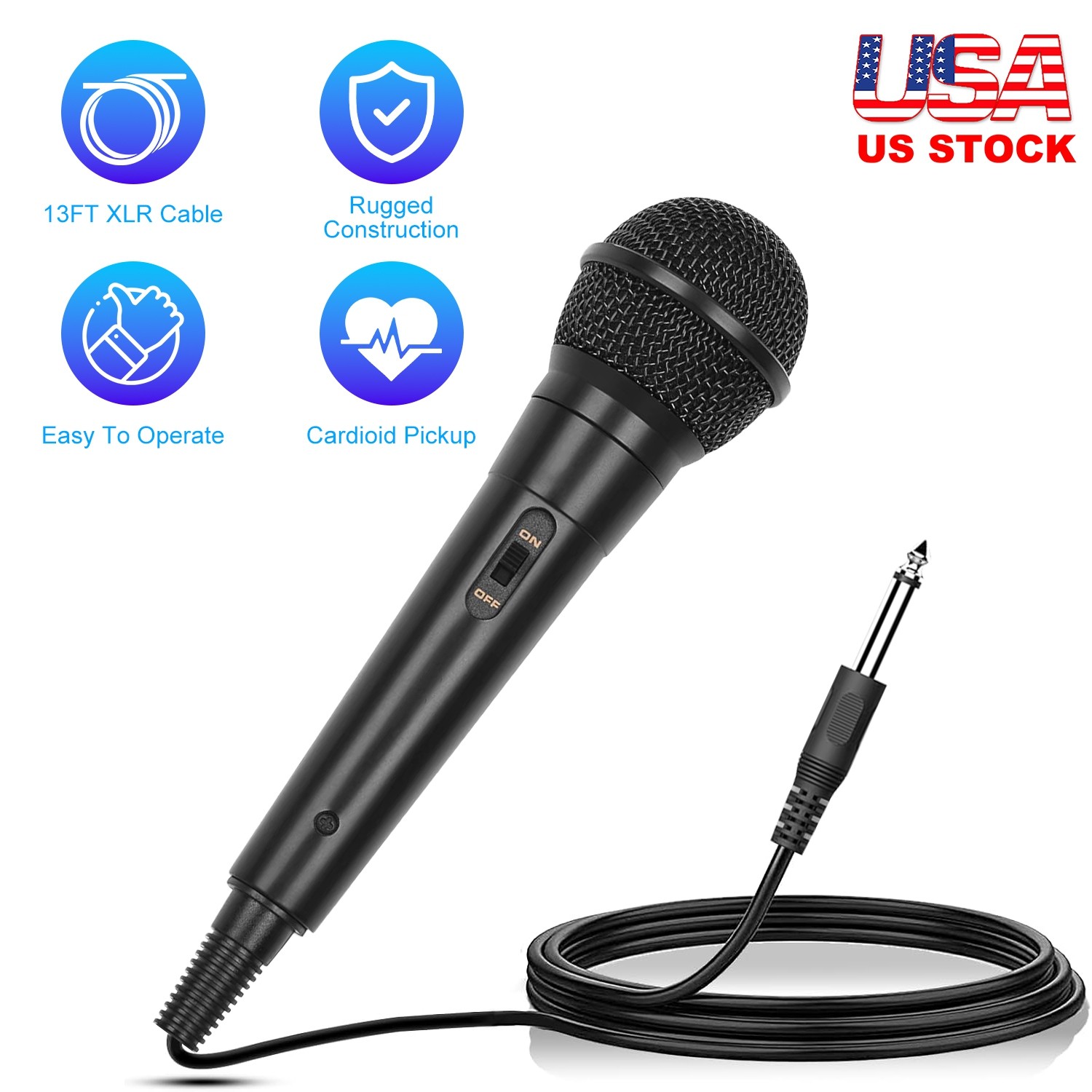 1/4″ to 3.5mm Handheld Karaoke Microphone Cardioid Dynamic Vocal Microphone