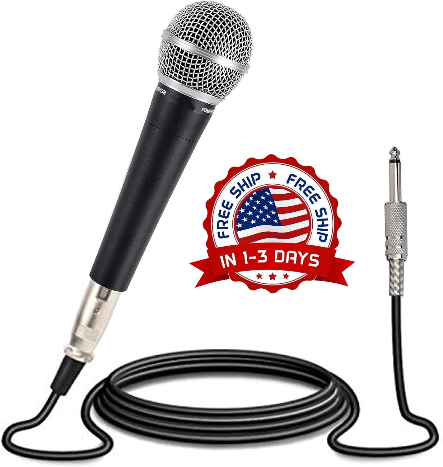 Microfono Profesional Dinamico De Mano Con Cable Para Fiestas Karaoke 1/4′ NUEVO