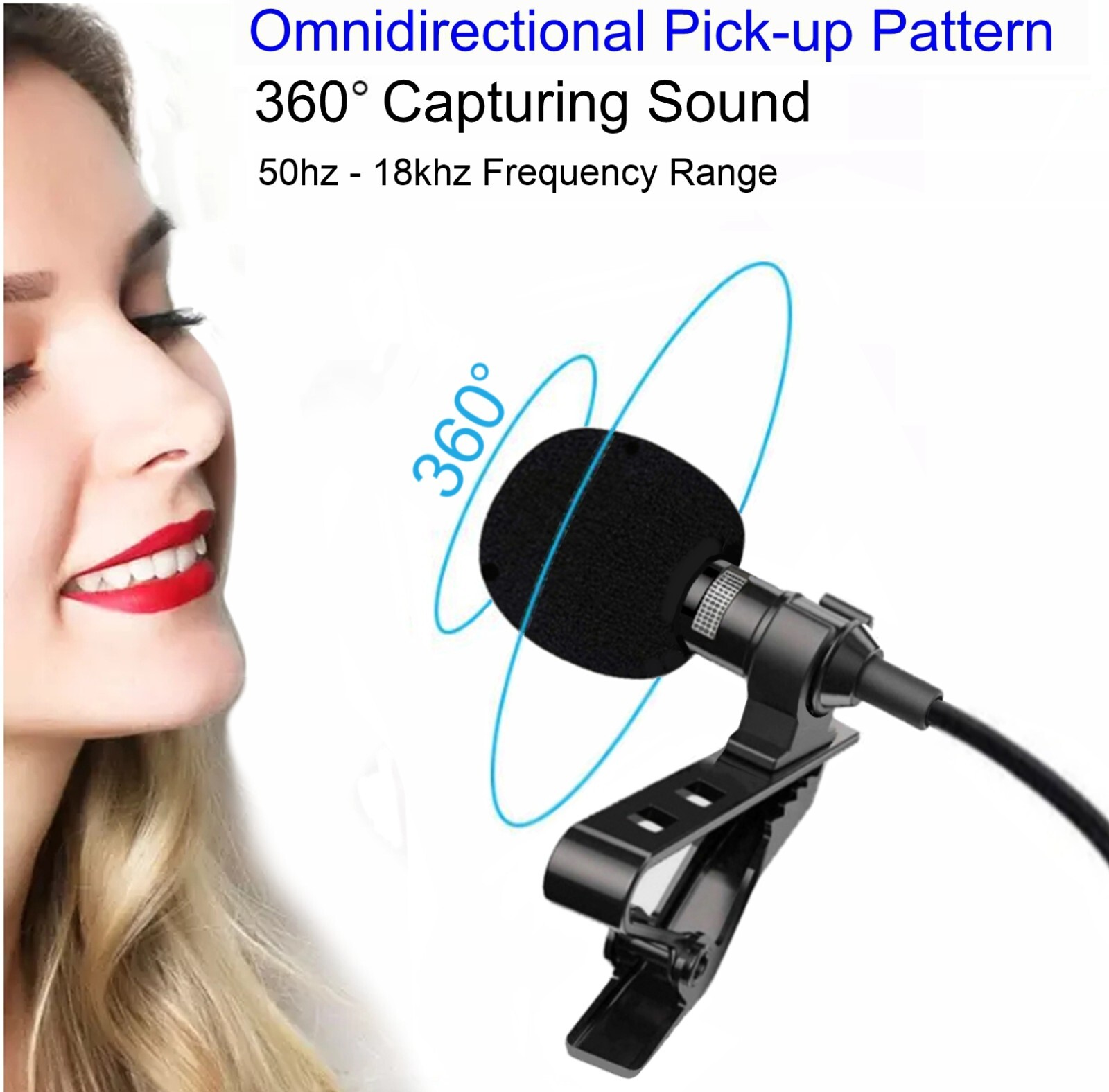 Professional Clip-on Lavalier Lapel Microphone 3.5mm 3-4 Pin TRS-TRRS Plug