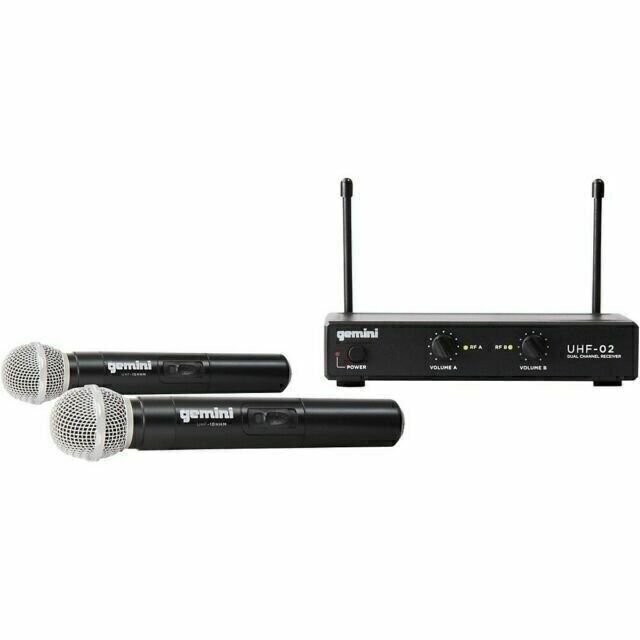 Gemini Sound UHF-02M Pro Live Stage PA Karaoke Handheld Wireless Microphones