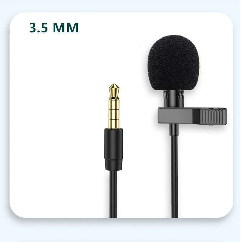 Mini Portable Lavalier Microphone Condenser Clip-on Lapel Mic Fr Phone Laptop PC