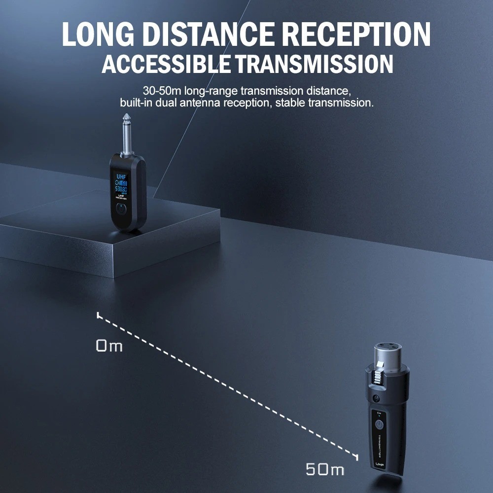 Wired to Wireless Microphone System Converter Transmitter Receiver Rechargeable