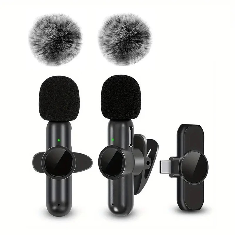 Wireless Lavalier Microphone Audio Video Recording Mini Mic For iPhone Android