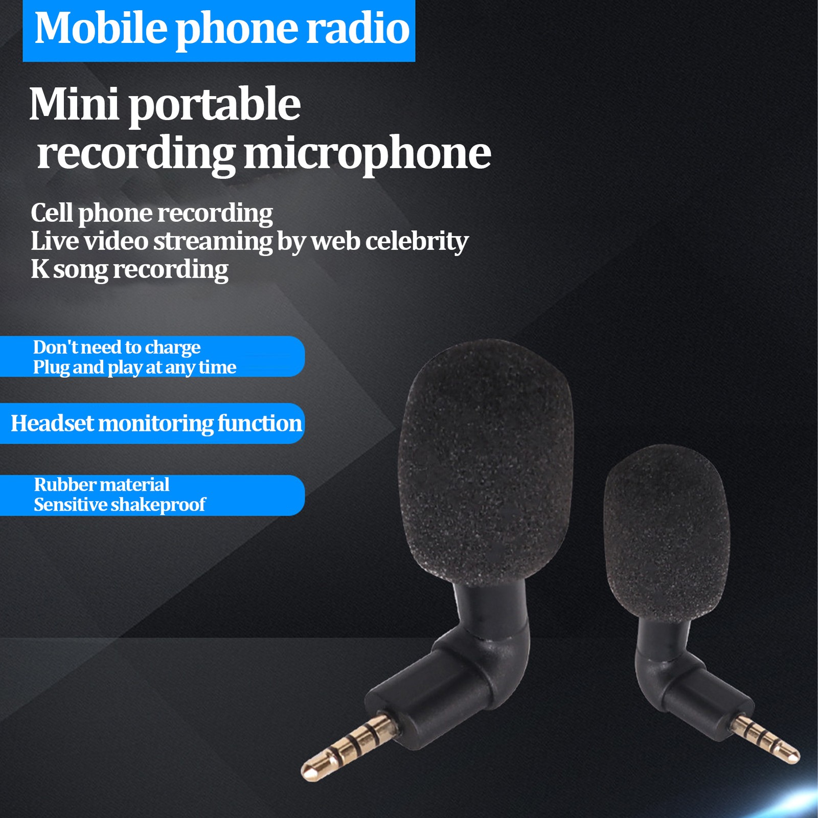3.5mm Jack 360° Omnidirectional Mini Microphone For Smartphone