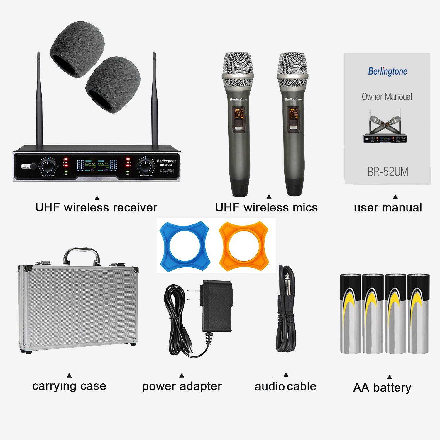 Berlingtone BR-52UM Professional Dual Dynamic Handheld UHF Wireless Microphone