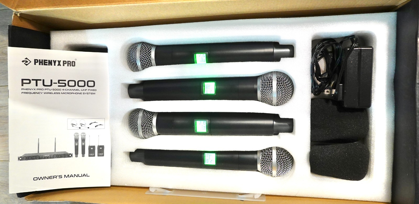 Phenyx Pro PTU-5000 Wireless Microphone System, 4-Channel UHF Mic.NEAR MINT