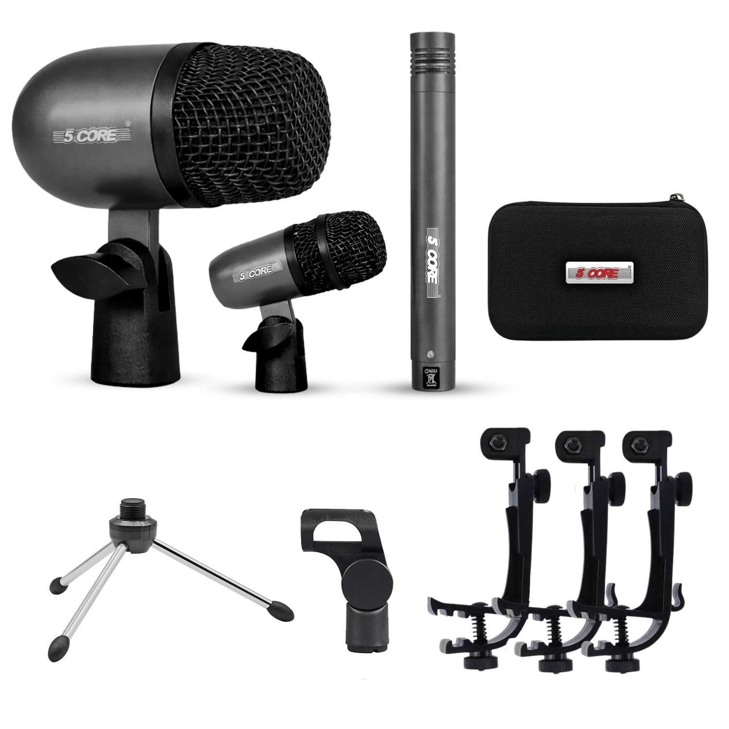 5 Core Conga Mic Snare Tom Microphone Drum Kit Condenser XLR Instrument Mics