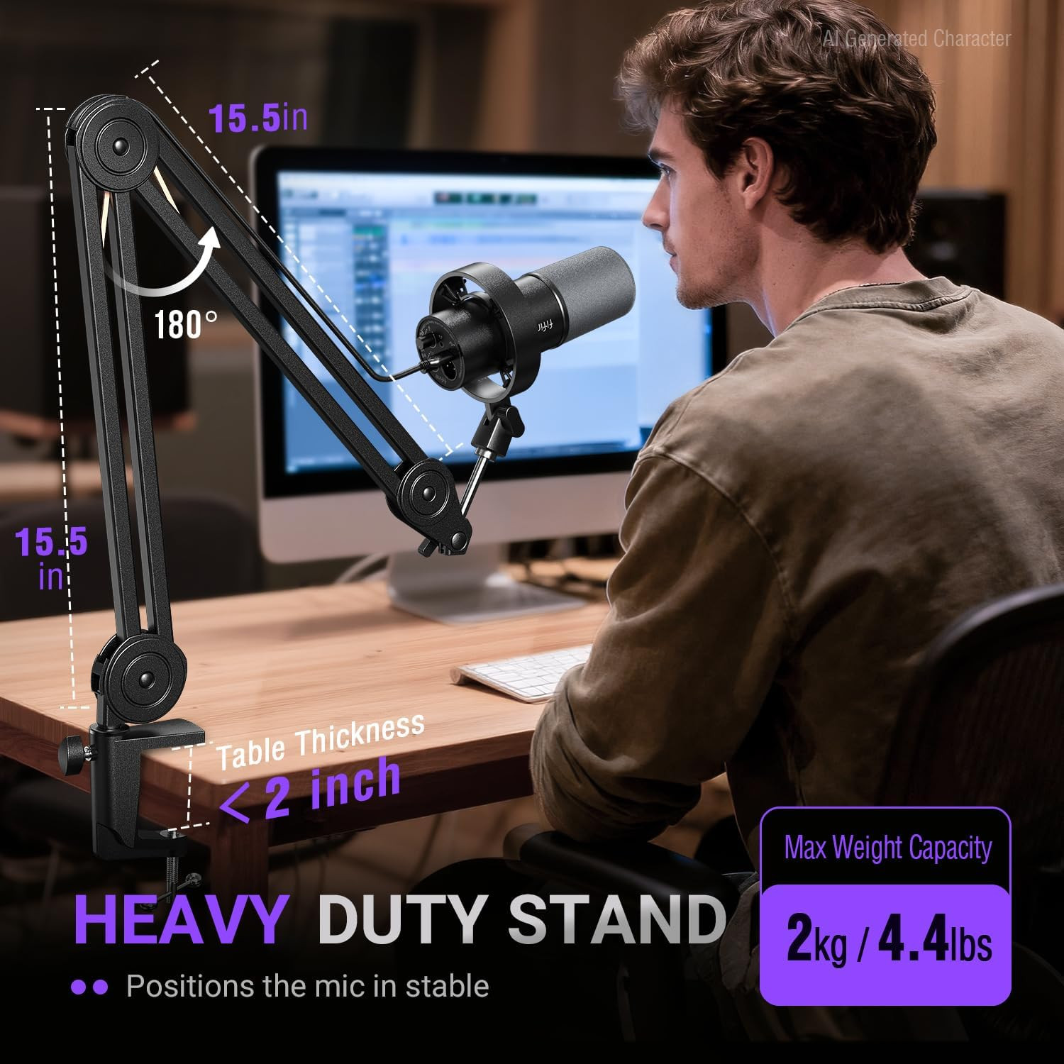 Dynamic Podcast Microphone Set with Boom Arm Stand, Studio XLR/USB Microphone fo