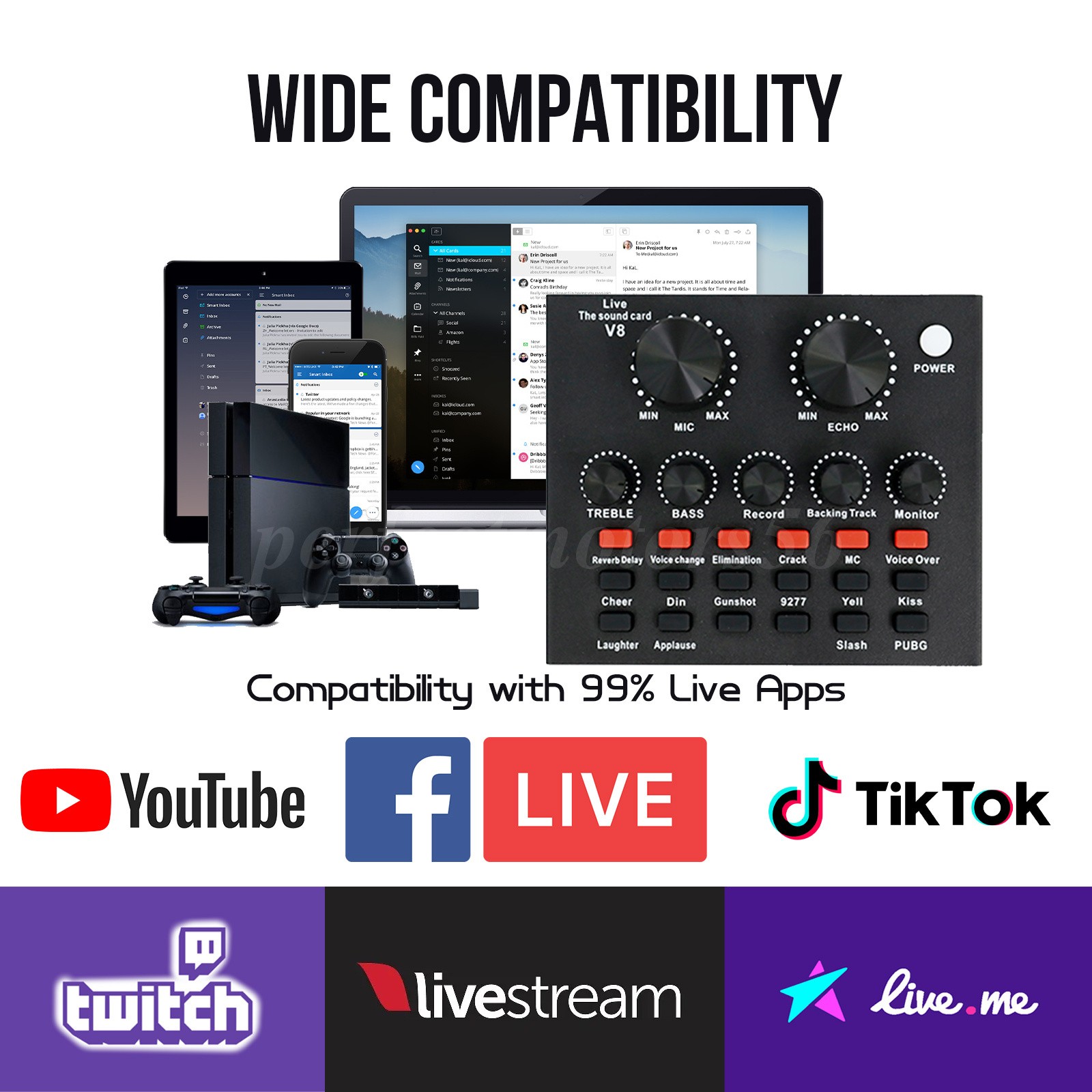 2 Condenser Microphone Podcast Equipment Bundle Studio Recording Kit Music Mixer