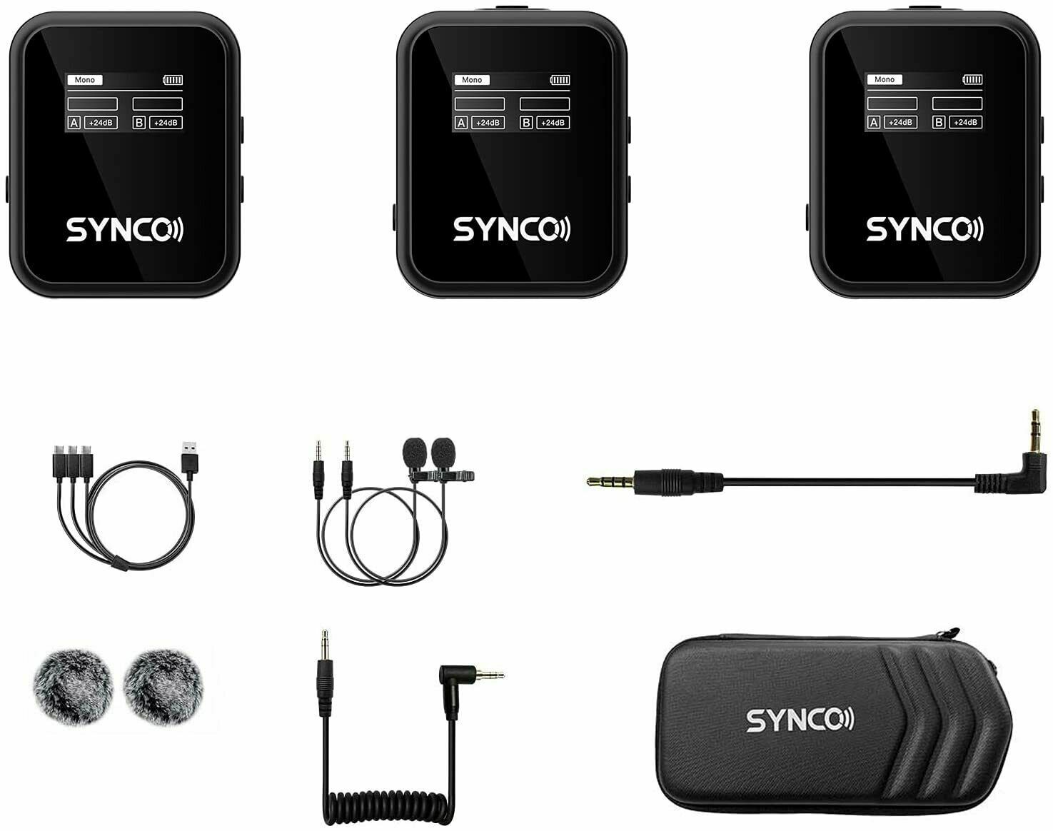 SYNCO G2 G2A2 2.4G Wireless Lavalier Microphone System 2*Transmitter Camera DSLR