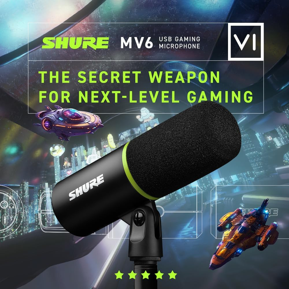 MV6 USB Gaming Microphone for Streaming, Podcasting & Recording – Dynamic USB-C
