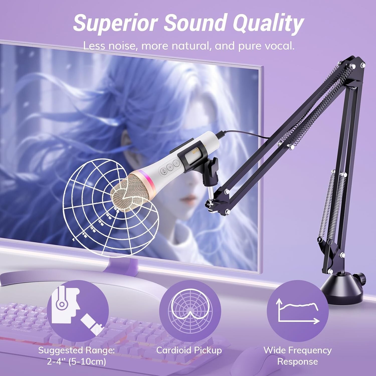 TONOR USB/Type C Dynamic Microphone for PC, RGB Podcast Computer Gaming Mic
