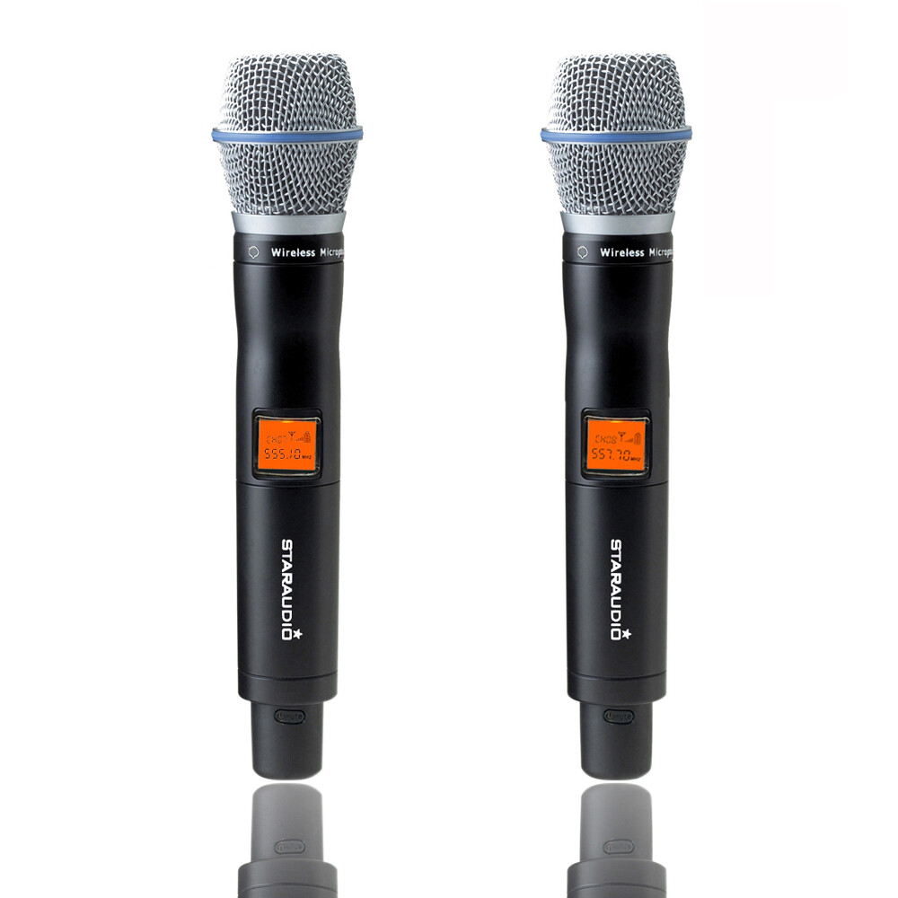 UHF Handheld Wireless Microphone System 2-Channel Mic Cordless Receiver Karaoke