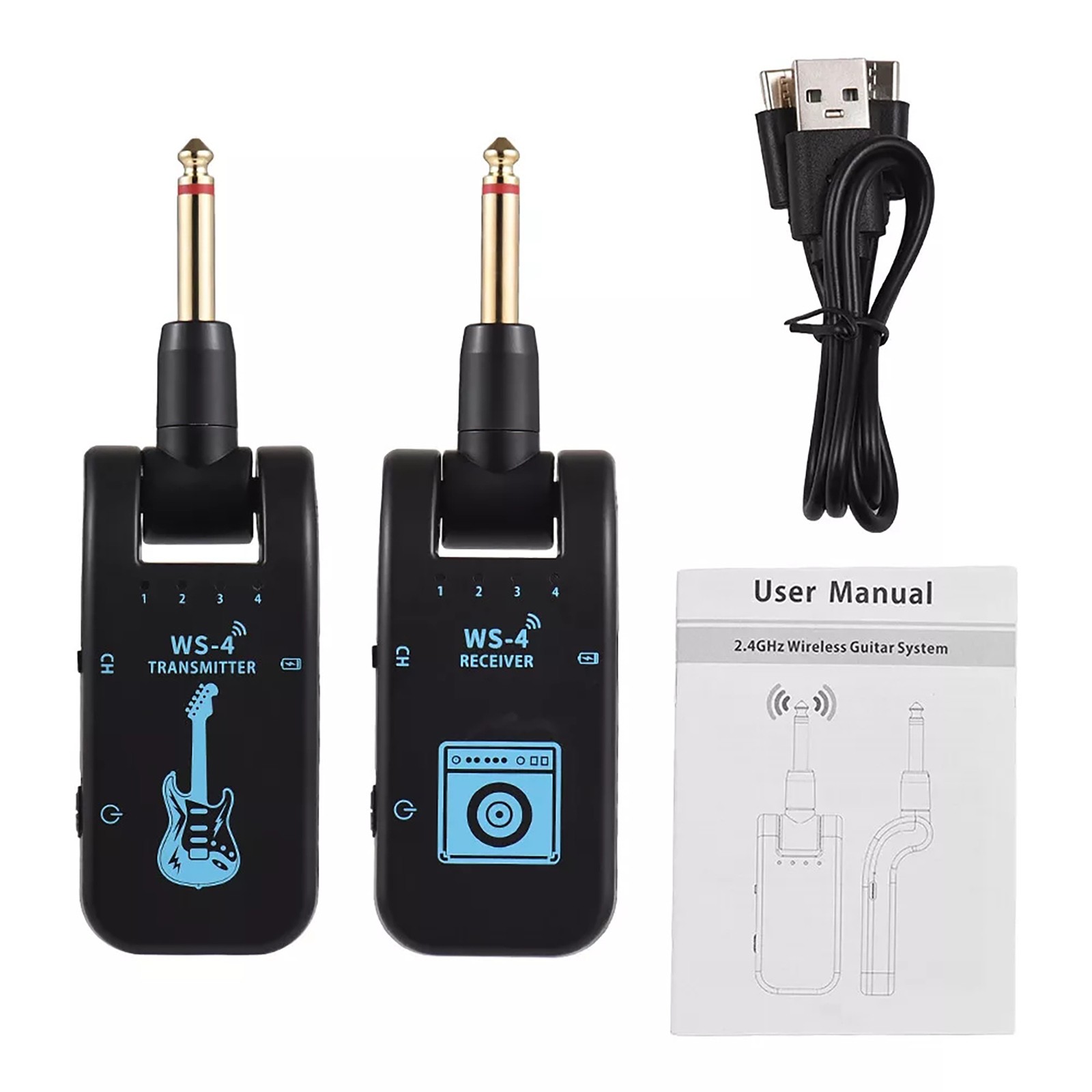 2.4G Wireless Guitar System Rechargeable Transmitter Receiver 8 Channels New
