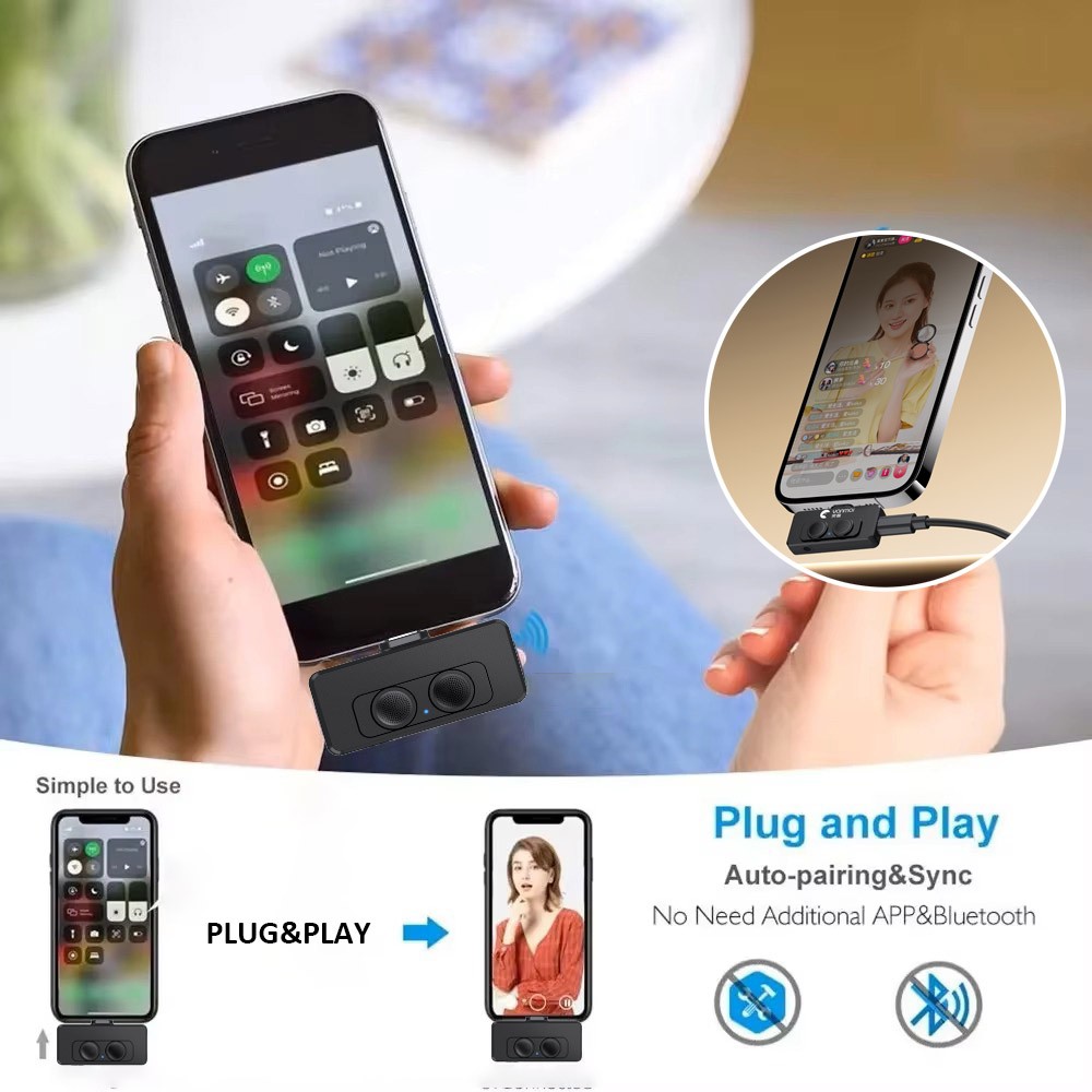 Mini Microphone AI Noise Cancelling Mic USB-C Plug&Play for Streaming/Vlog/Phone