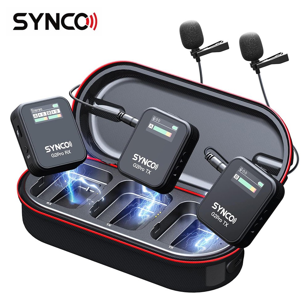 SYNCO G2A2 Pro Wireless Lavalier Microphone 656ft for Camera Smartphone Tablet