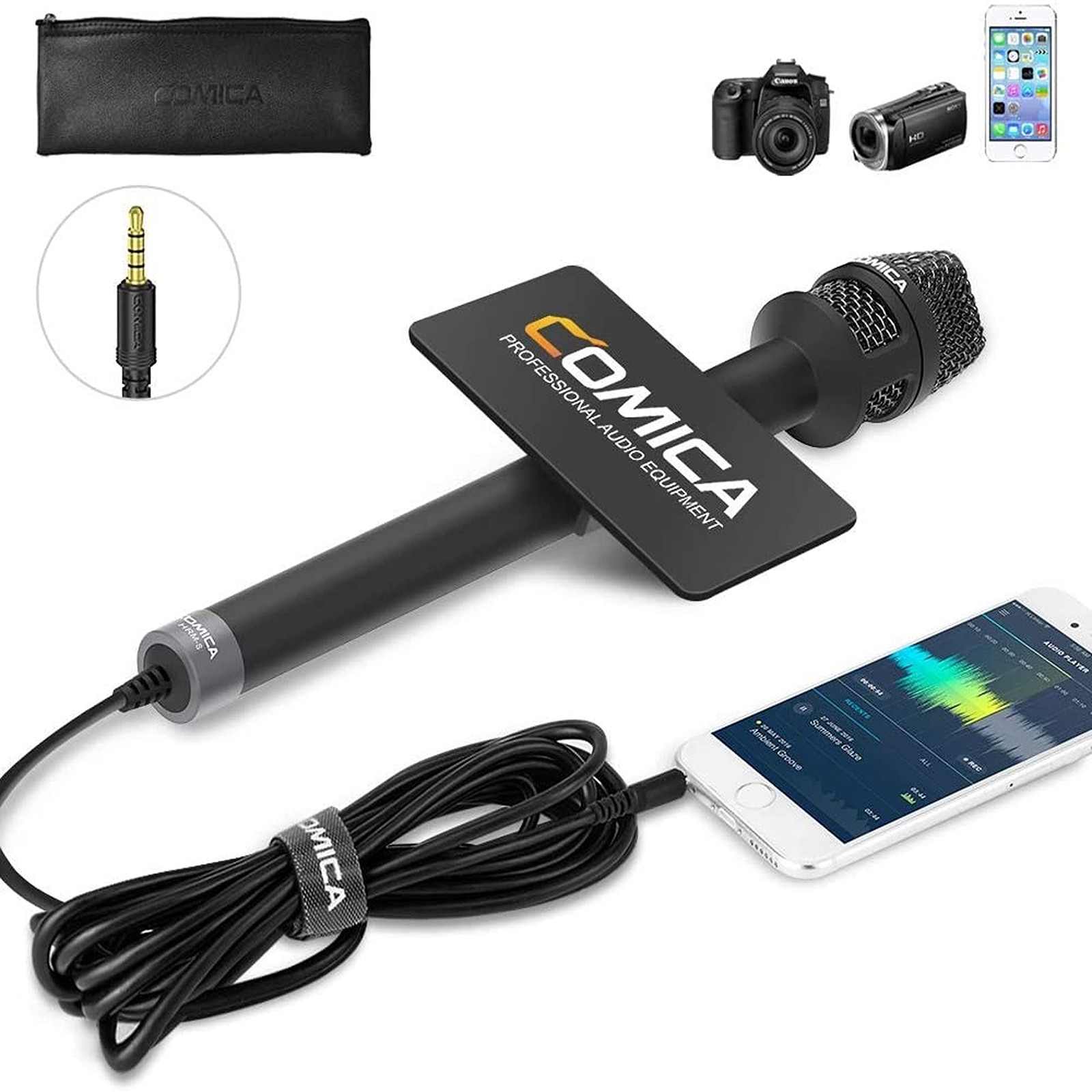HRM-S Handheld Interview Microphone for Smartphone, 3.5mm TRRS Cardioid Conde…