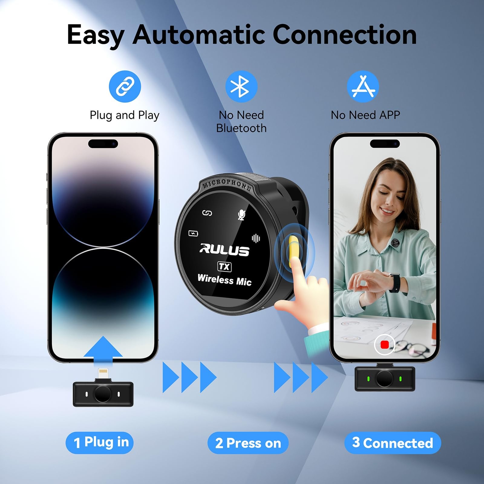 Wireless Lavalier Microphone for iPhone, 800mA/H Charging Case 30H Lapel Wire…