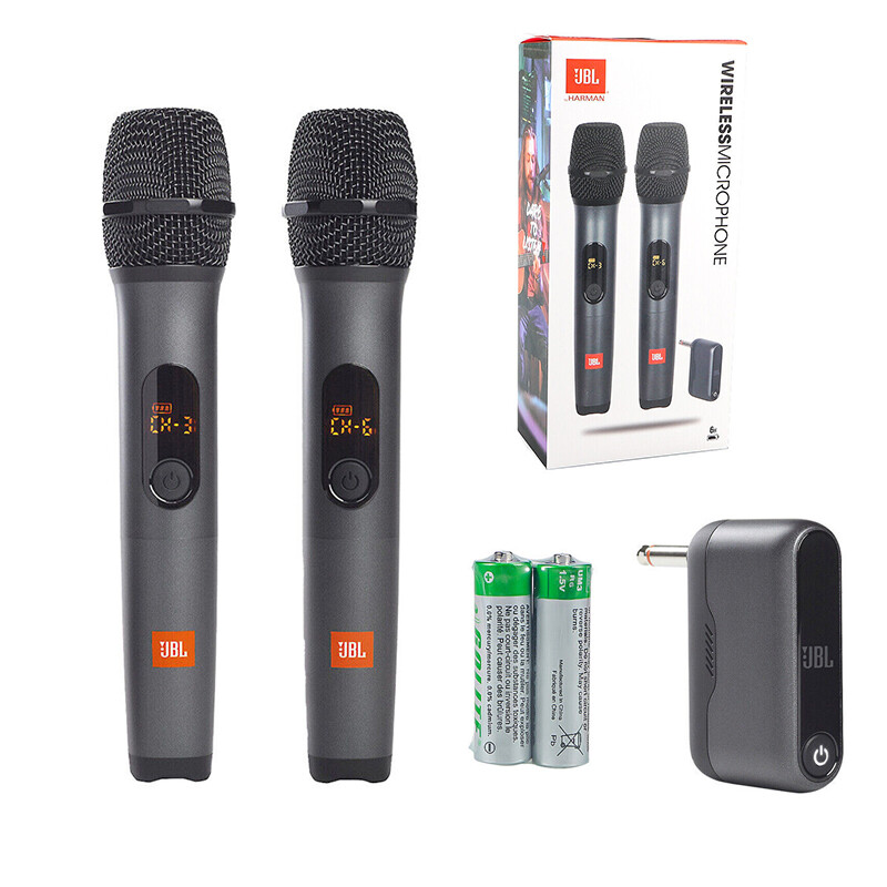 2× JBL JBLWIRELESSMICAM Wireless Dynamic Microphones W/Dual-Channel Receiver