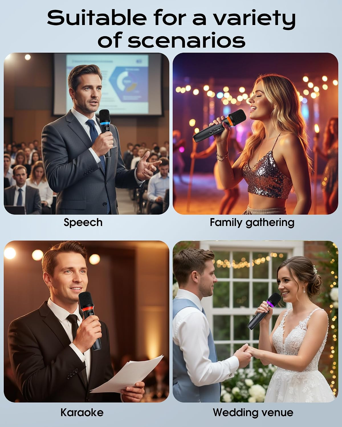 Wireless Microphone, One-Touch Mute & Dynamic RGB Lighting, Professional-Grade D
