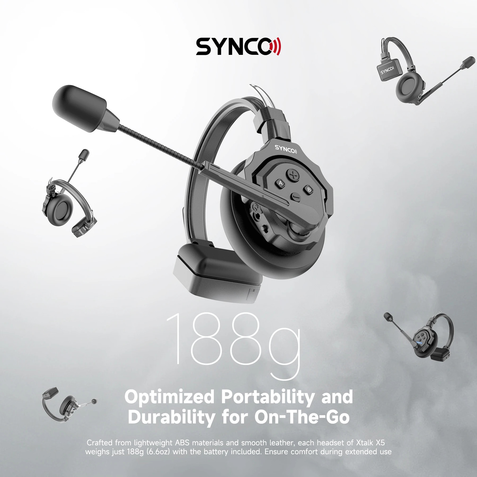 SYNCO XTalk X2 Full-Duplex AEC Wireless Intercom Headset System Random Master