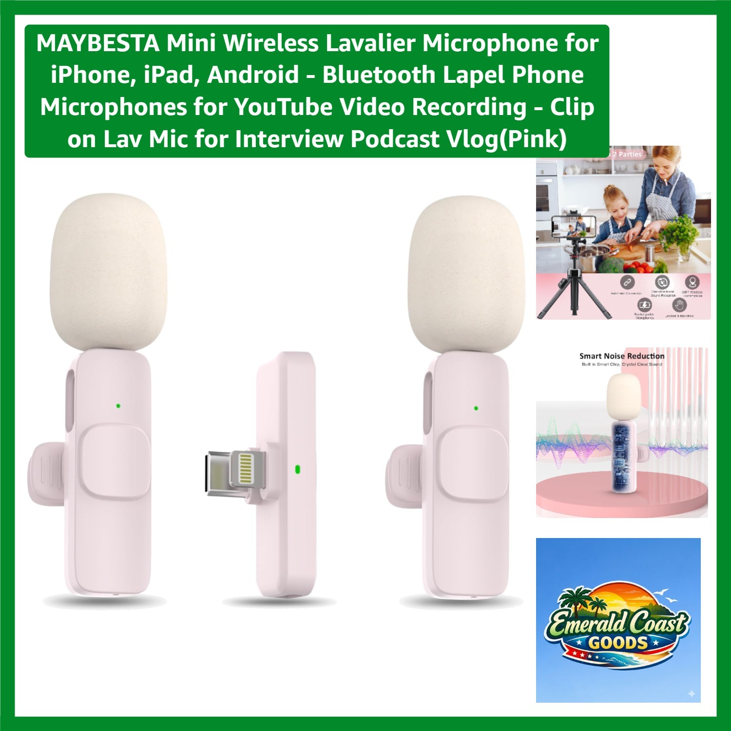 Clip-On Wireless Mic with Auto Connection – Includes 2 Microphones for Podcasts