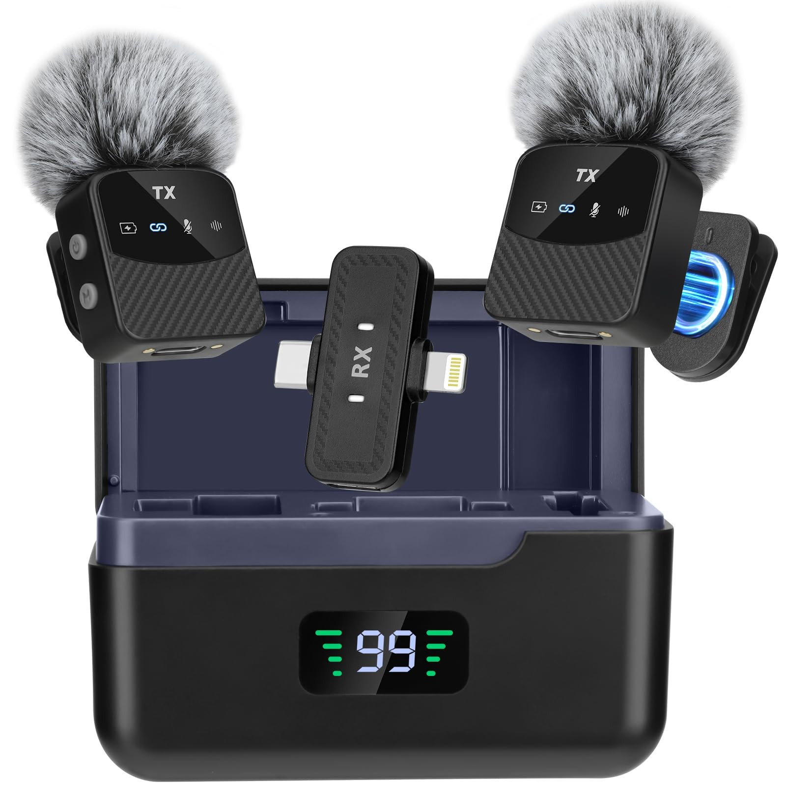 Mini Wireless Lavalier Microphone for iPhone/Android/Tablets,Magnetic Mini Mi…