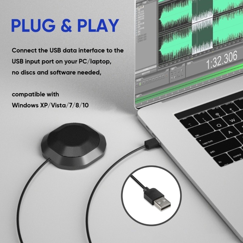 USB Touch Control Desktop Pickup For PC Laptop Clear Voice Conference Play