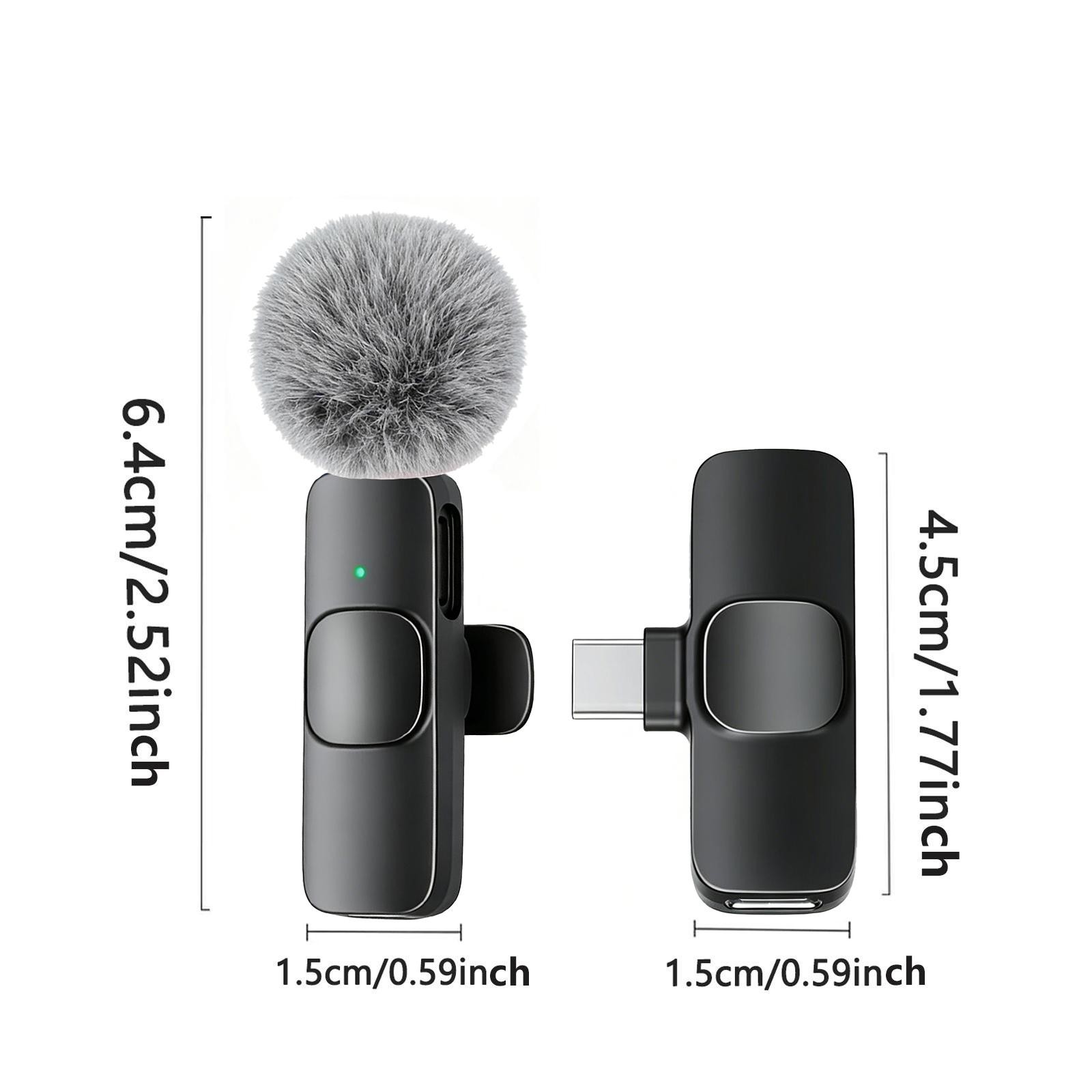 Type-C Wireless Lavalier Microphone for Smartphone PC Camera Plug Play Noise Red