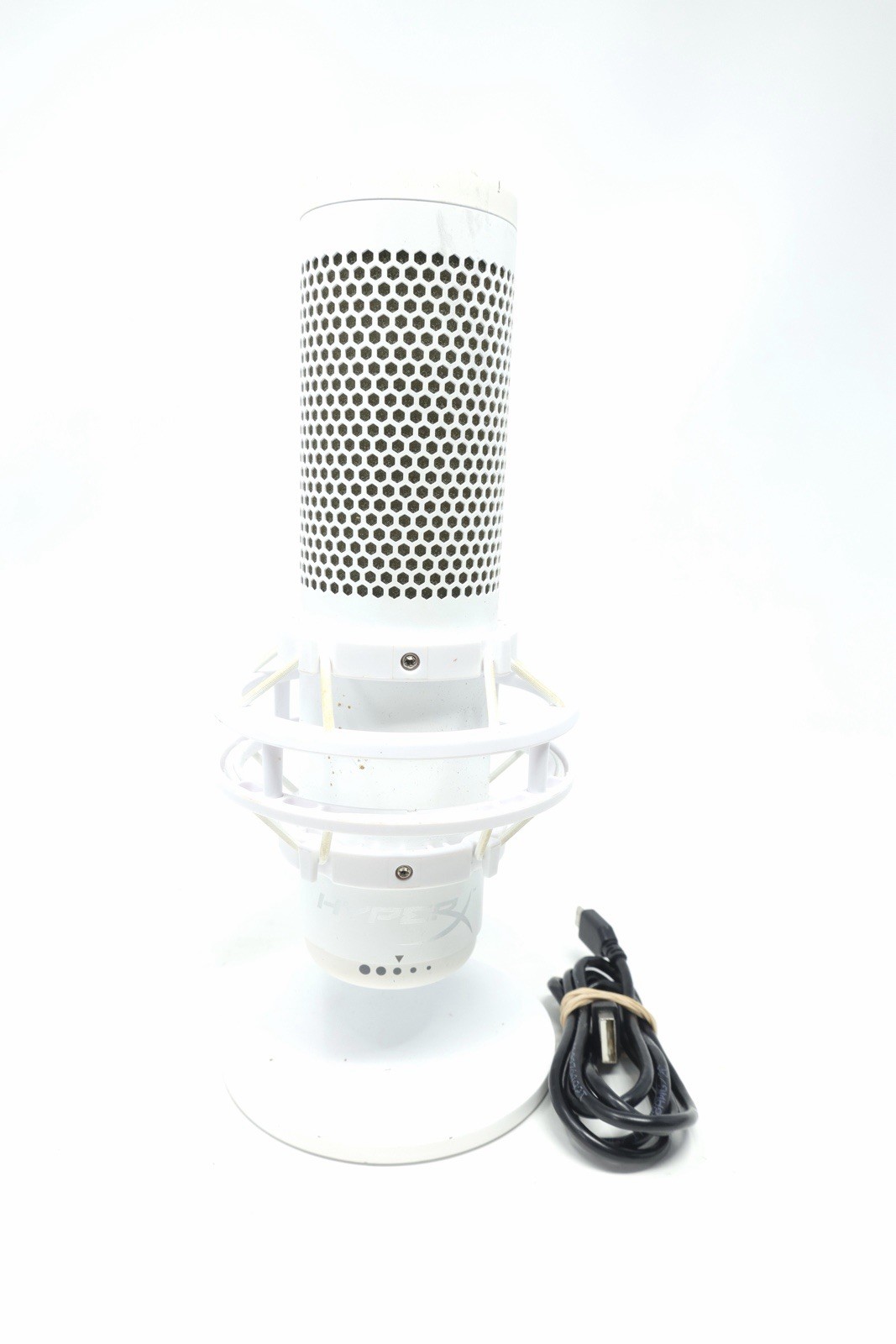 HyperX QuadCast S White 519P0AA USB Condenser Microphone RGB Lighting PC Used
